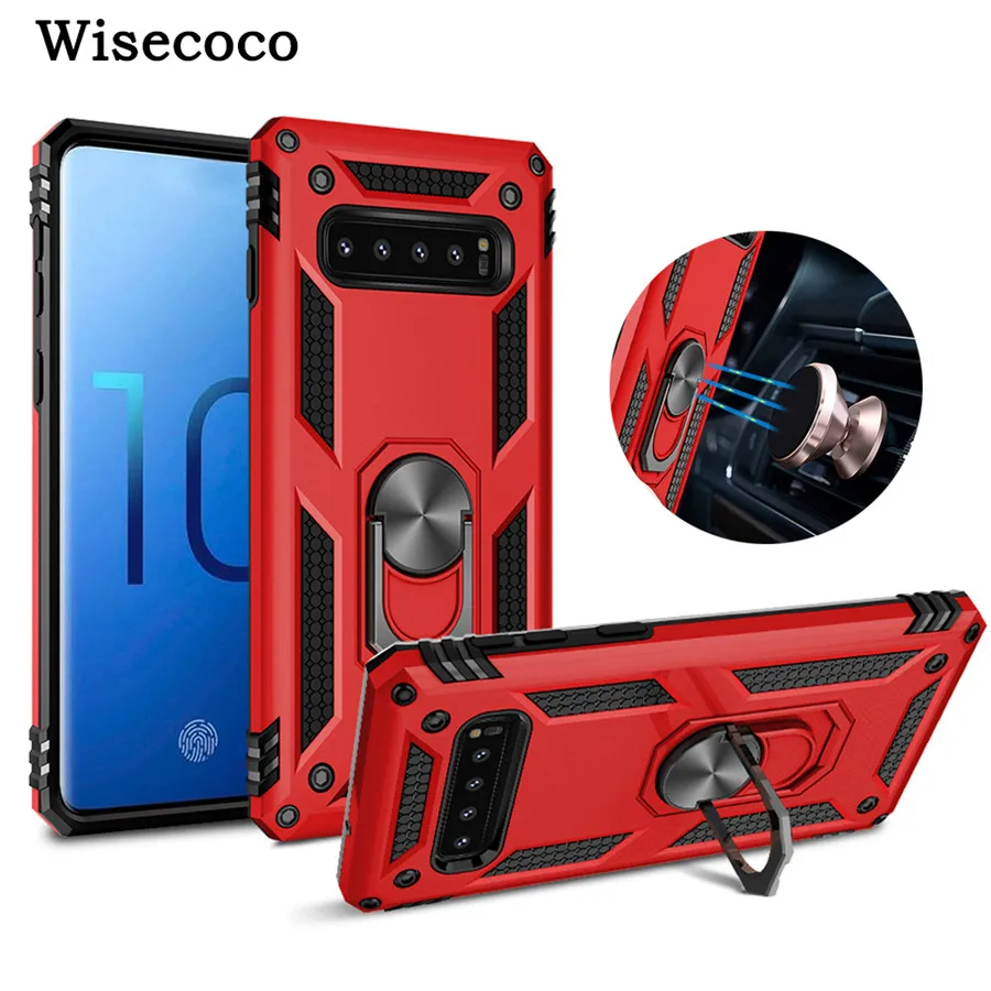 

Shockproof Armor Case for Samsung Galaxy S10 S9 S8 Plus S10e Note 9 8 A6 A7 A9 J4 J6 + 2018 Magnetic Car Ring Stand Back Cover