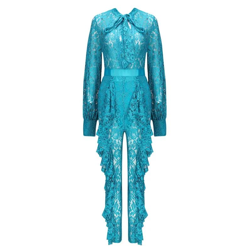 Max Spri 2019 Sexy Women Jumpsuit Floral Lace Plunge Deep V Hollow Out Fashion Party Bow Full Length Jumpsuit Max Spri 2019 Sexy Women Jumpsuit Floral Lace Plunge Deep V Hollow Out Fashion Party Bow Full Length Jumpsuit