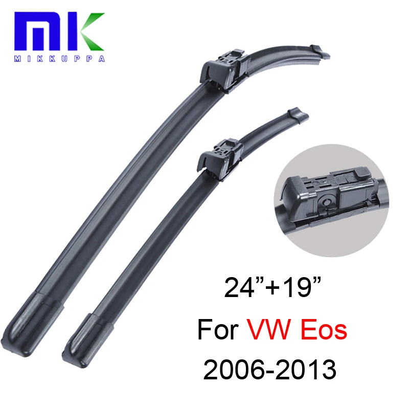 Wiper Blades For VW Eos Fit Push Button Arms 2006 2013, 24"+19