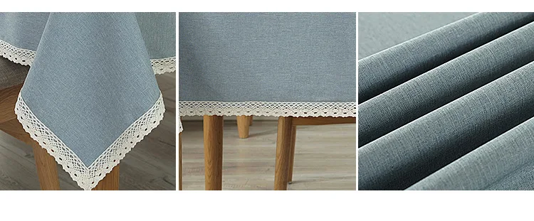 Solid Color Decorative Tablecloth Imitation Linen Lace Table Cloth Dining Table Cover Home Decoration