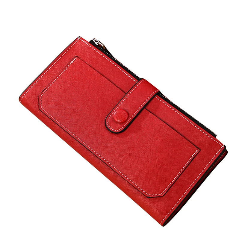 

Aelicy Multifunction Women Solid PU Leather Long Wallet Zipper Bi-fold Hasp Coin Purse Cash Credit Card Bag Tote Lady Clutch