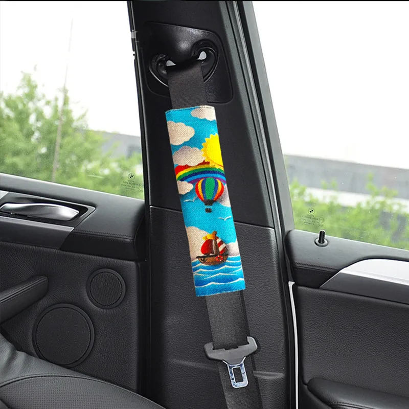 Kids Linen Car Seat Belt Cover Cartoon Shoulder Pad Covers Kids Linen Car Seat Belt Cover Cartoon Shoulder Pad Covers