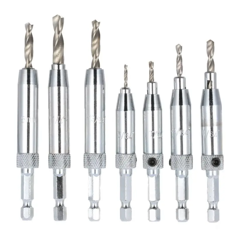 7pcs/set power tool Core Drill Bit Set Hole Puncher Hinge Tapper for Doors Self Center Woodworking