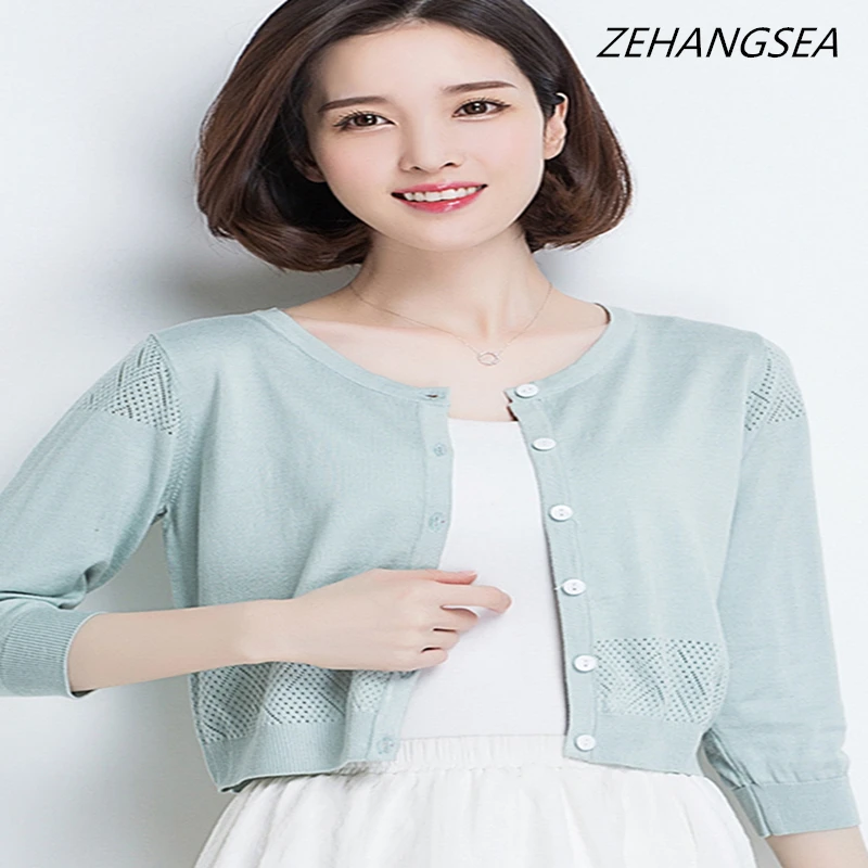 ZEHANGSEA-2018 summer shawl thin cardigan short hook flower hollow Slim wild--Free shipping |