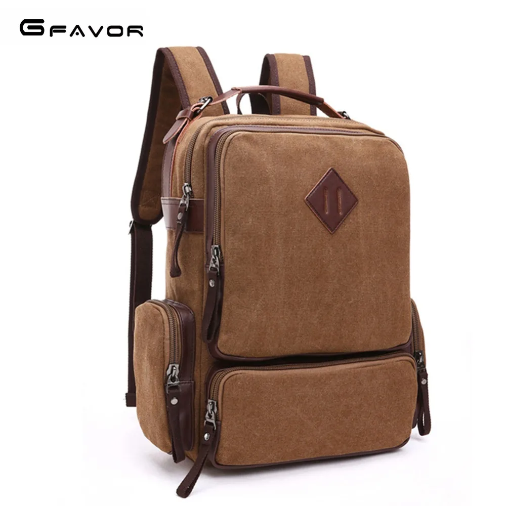 G FAVOR England Style New Backpack Men Canvas Backpack Large Capacity
