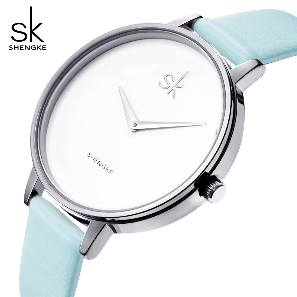 Женские кварцевые часы SK простой кожаный браслет 3 цвета|mujer|mujer reloj |
