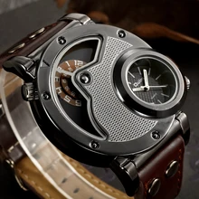 Oulm Unique Design Man Quartz Watches Top Brand Luxury Leather Strap Military Sport Wristwatch Male Clock relogio masculino
