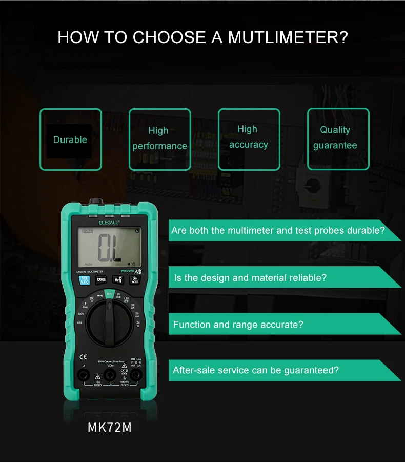 ELECALL MK72M мини мультиметр тест цифровой true RMS многофункциональный сопротивление конденсатор тестер multimetro с кабелем зонды