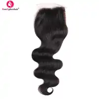 Aphro Hair Brazilian Body Wave Lace Closure Non Remy Human Hair Free/Middle Part Closure Swiss Lace Bleached Knots Natural Color