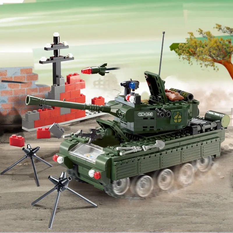 Enlighten 823 боевые зоны современный военный армейский Танк модель SWAT Кирпичи DIY строительные блоки игрушки для подарка - Цвет: Дерево