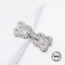 Rhinestone Chinese Knot Fold Over Clasps Connectors For DIY Gemstone Pearls Necklace Bracelets beads end caps Components