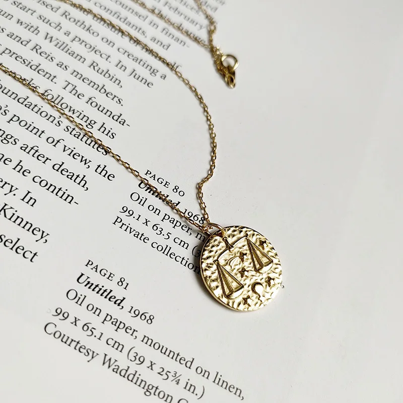 

WTLTC 925 Sterling Sliver Libra Coin Chokers Necklaces for Women Personalized Zodiac Necklace Small Sign Astrology Choker Bijoux