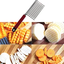 Stainless Steel Potato Chip Vegetable Crinkle Cutter Blade Slicer Wave Knife 6YCY