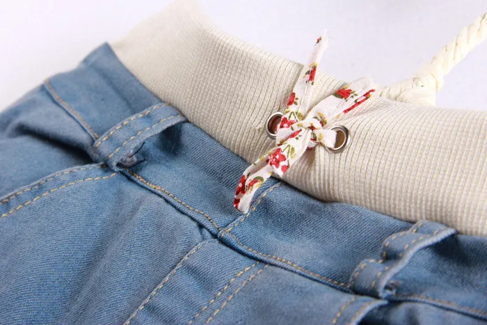 Новое высокое качество Весна и осень 2019 джинсы для девочек с бантом брюки детские хлопковые джинсовые брюки эластичный пояс леггинсы
