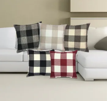 

Classic Retro Checkers Plaids Pillow Case Farmhouse Decoration Lattice Throw Cushion Cover Home Decor for Car Sofa Cotton Linen