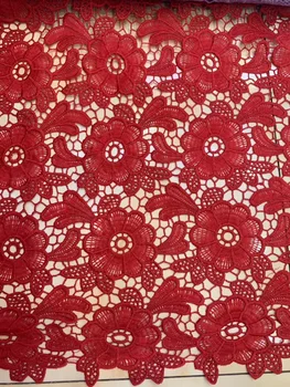 

Red 2019 African Tulle Lace Fabric High High Quality Lace Material Net French Embroidery Nigeria Lace Fabric water soluble lace