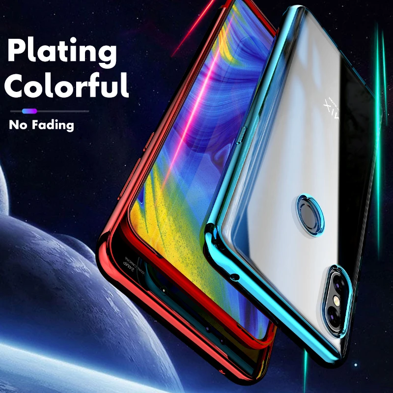 

ADKO Shockproof Hard Back Plating Case for Xiaomi Mi Mix 3 Cover Mix3 Ultra Thin Transparent Glossy Case Slideable