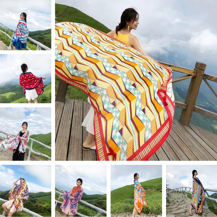 

Hot Sales Bikini 100*180cm Large Cover Up Robe De Bain Swimsuit Cover-Ups Pareo Beach Sarongs Mats Summer Beach Swimwear Women