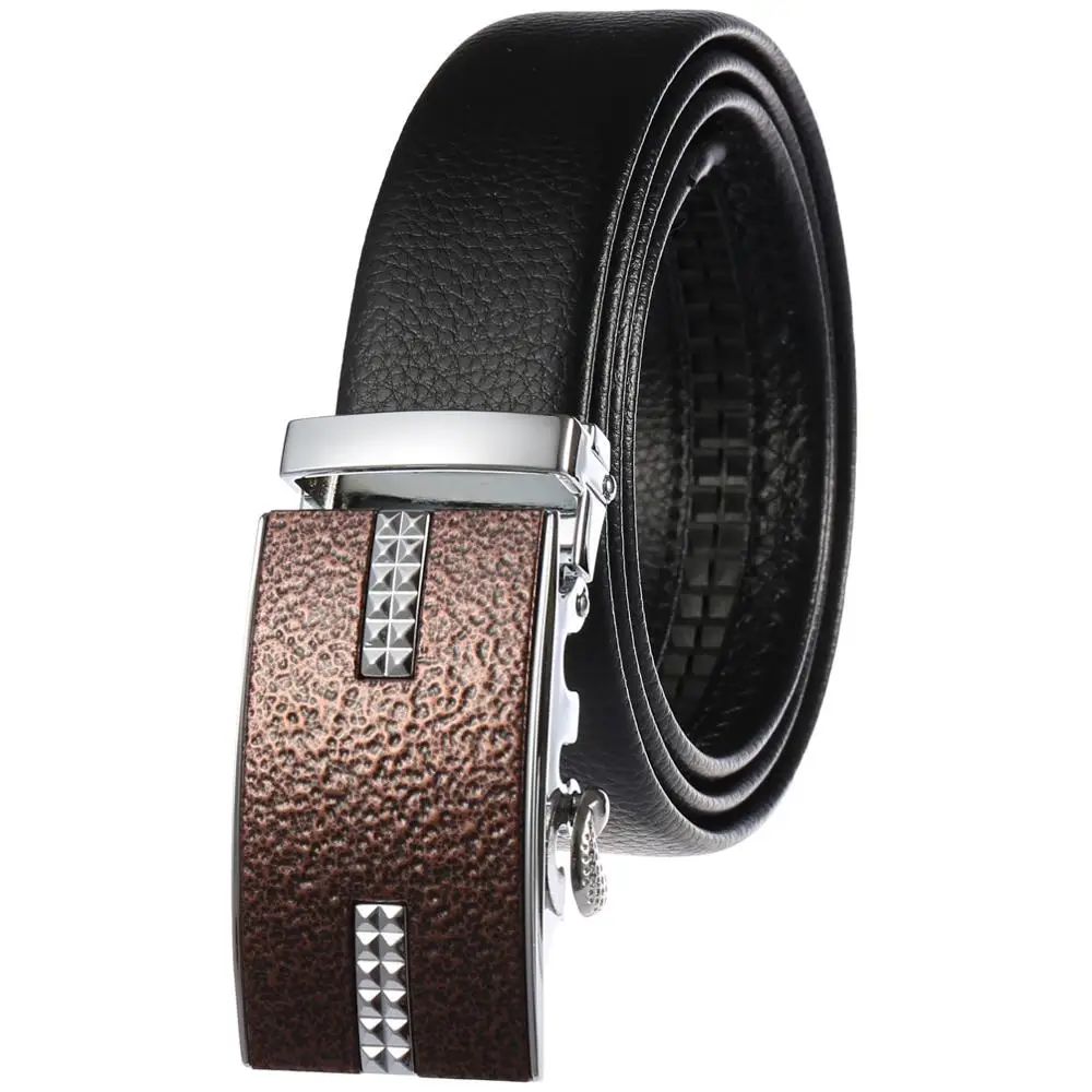 

Fashion Men Belt PV Leather Black Business belt Logo Automatic Buckle HKN103