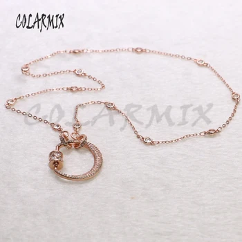 

3 Pieces Wholesale Zircon pendant necklace Rose gold color metal pendant necklace High quality zircon necklace3517
