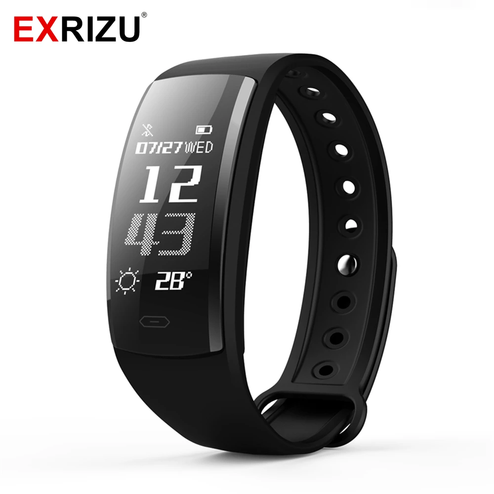 

EXRIZU Bluetooth Smart Watch QS90 Multiple Sports Modes Weather Remind Wristband Pedometer 0.96inch OLED Smart Bracelet Fitness