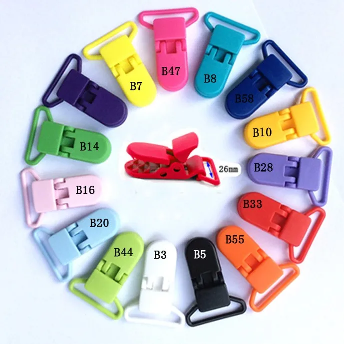 

KAM 10pcs 26mm Branded D Shaped Plastic Clips Buckle Transparent Pacifier Clips Soother Clips For Baby Random color