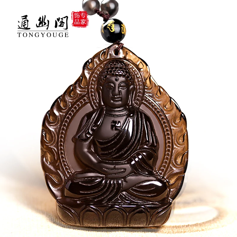 Натуральный ледяной обсидиан кулон Amitabha Будда мужская и женская Собака свинья