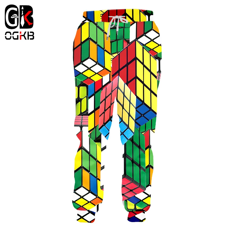 

OGKB 2018 Men's 3D Fashion Color Cube 3D Print Men's Loose Comfort Sweatpants