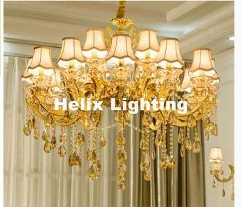 

Free Shipping Golden Finishing Lustres Chandelier Luxury Vintage Crystal Chandelier E14 LED Golden Chandelier Shades Included