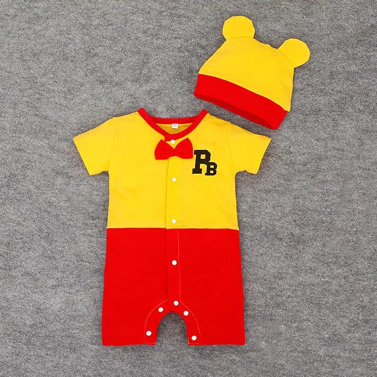 الوليد سالوبيت قطني للأطفال 2 قطعة جمبسوت للأطفال الكرتون 2 قطعة/مجموعة طفل الملابس رومبير مع قبعة 0-24 M الطفل زي بيبي roupas