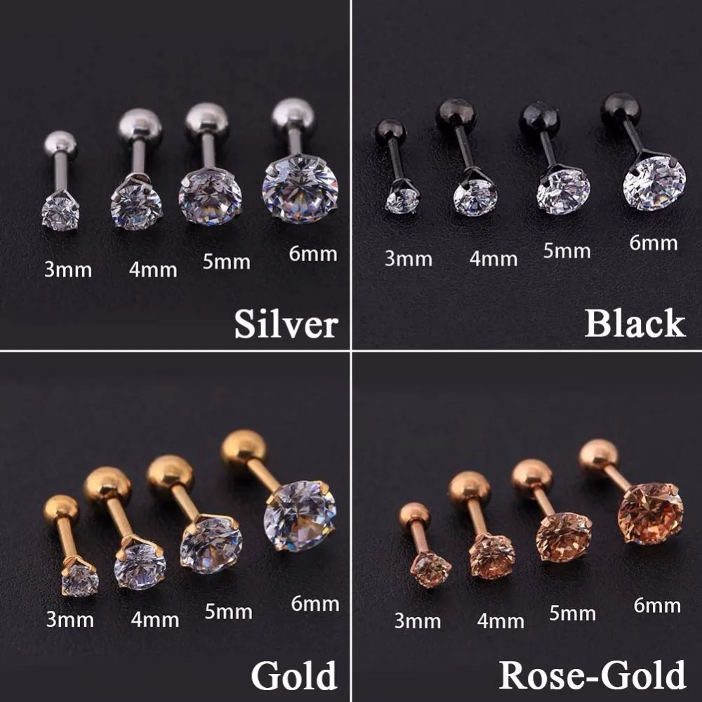 1 шт. Шпилька для ушей золото циркон кристаллы фотоэлемент тела #269104|ear stud gold|ear