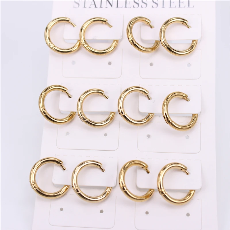 

Gold color Classic Stainless steel fashion jewelry smooth Hoop earrings female models earrings 6pairs/sets Wholesale prices HX48