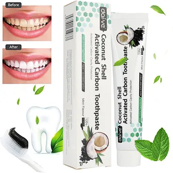 

Hot Sale 120g Coconut Shell Activated Charcoal Teeth Whitening Toothpaste Coconut flavor Natural Black Mint p# DROPSHIP