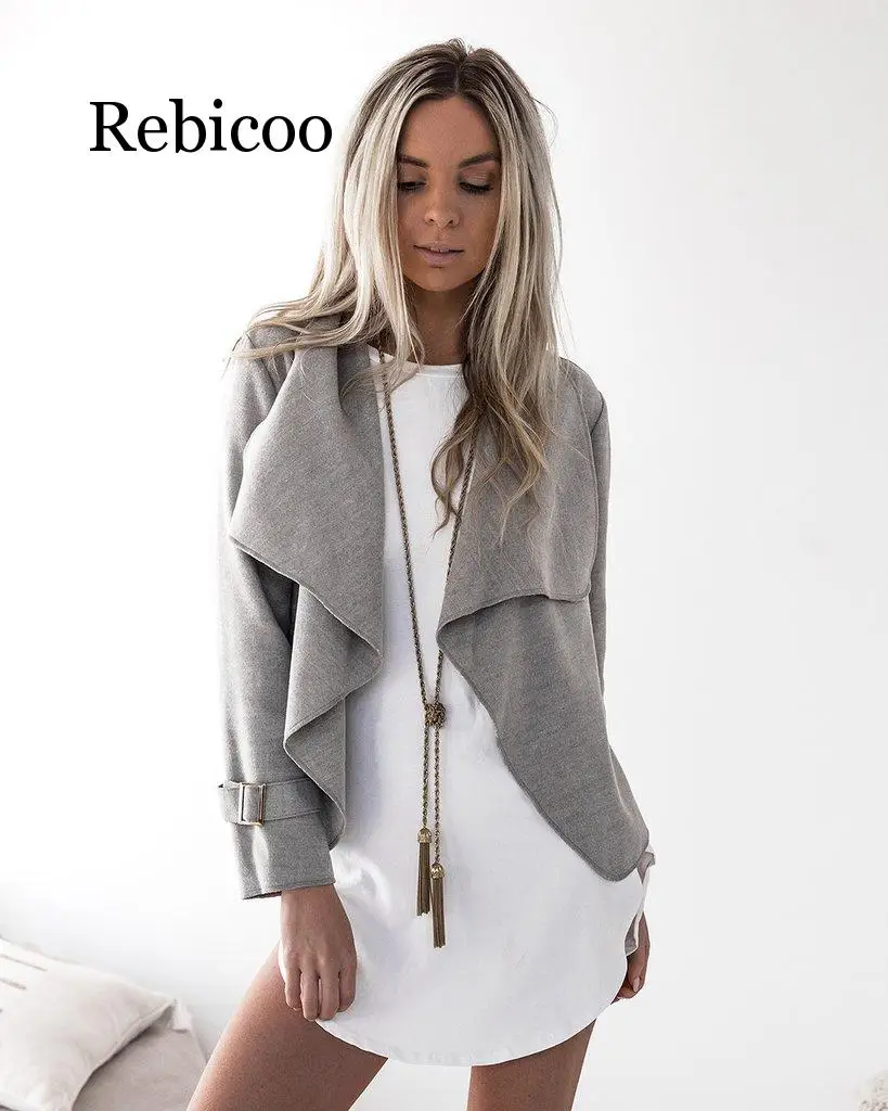 2019Europe style woman coat winter wool  autumn spring female long sleeve plus size coat solid turndown collar jacket