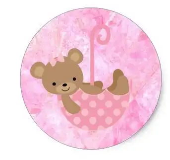 1 5inch Teddy Bear Pink Baby Shower Stickers Shower Strip Sticker