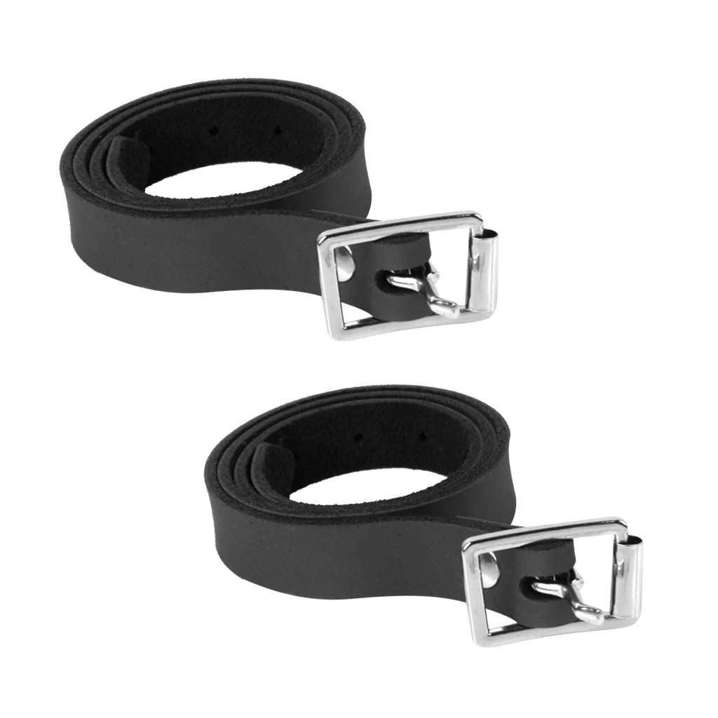 20` Cow Leather Alloy Buckle Black English Cow Leather Spur Straps Belt Band With Alloy Buckles