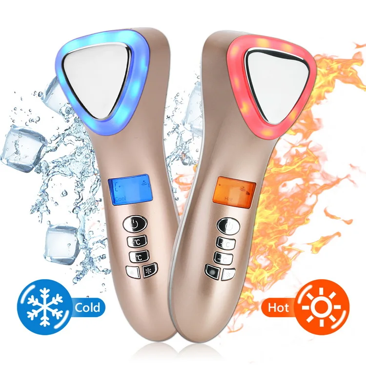 

Home use portable ultrasound facial hot and cool hammer