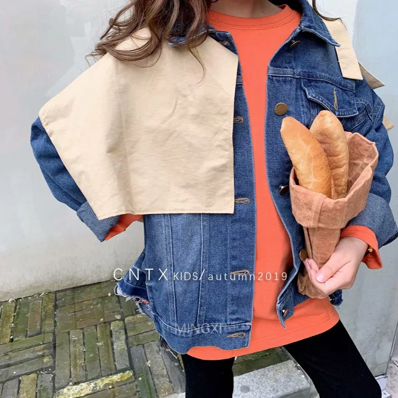 

Hitz 2019 children's clothing girls coat girls denim cape coat female fashion coat jean jacket
