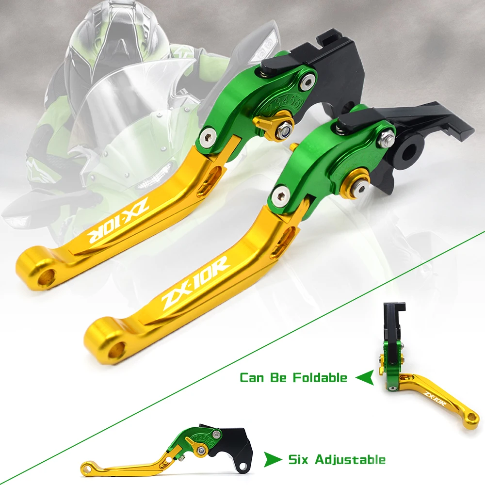 For Kawasaki ZX-10R ZX10R 2006-2015 Motorcycle Clutch Brake Lever Aluminum Adjustable Clutch Lever Brake Lever With ZX-10R LOGO