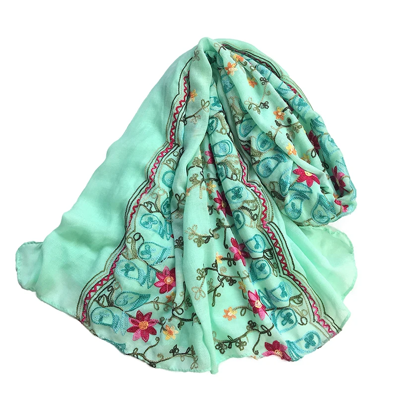 

Marte&Joven Ethnic Style Colorful Floral Embroidered Scarf Shawls for Women Luxury Design Ladies Beautiful Flower Scarves Stoles