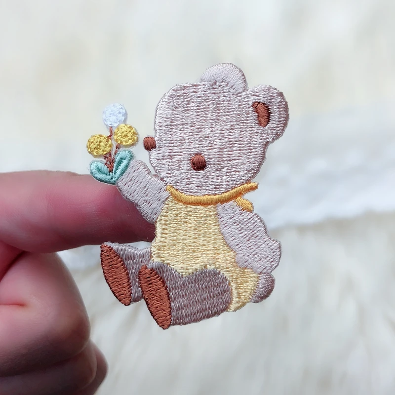 Cute cartoon bear ironing cloth patch hand account embroidery sticker | Дом и сад