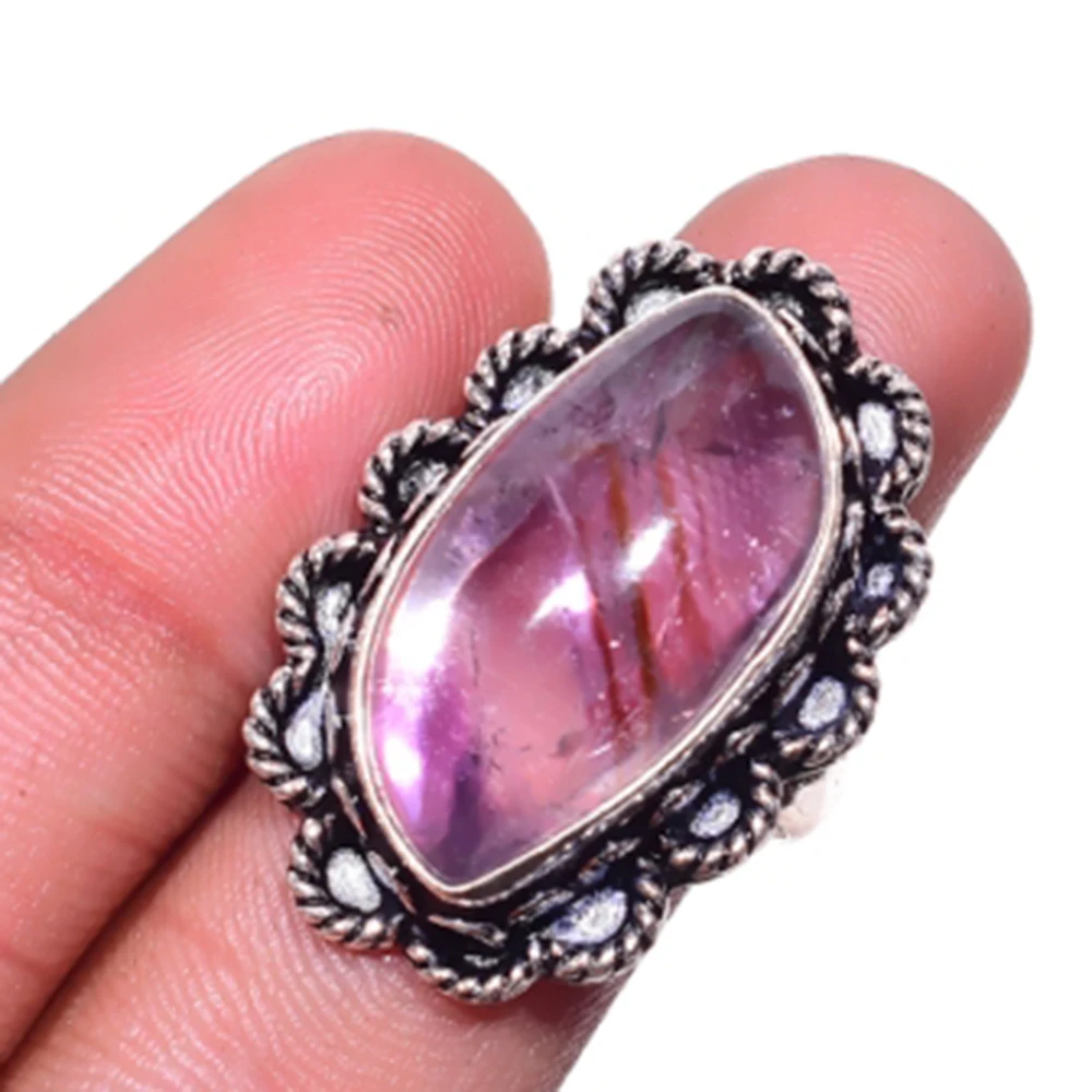 

Amethysts Ring Silver Overlay over Copper , USA SIZE:7.75 , R4540