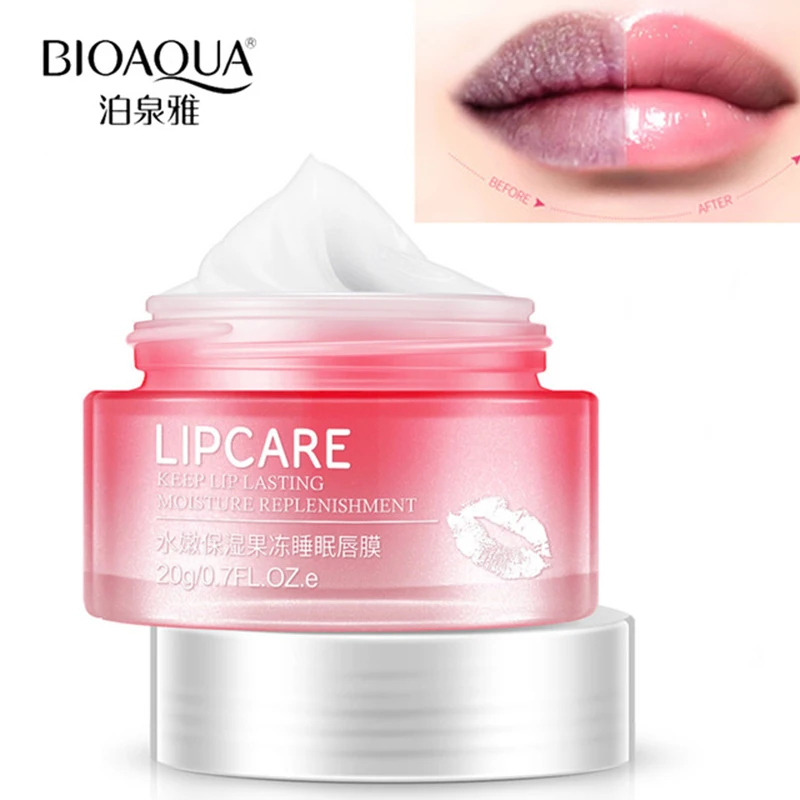 BIOAQUA, брендовая маска для сна с клубничными губами, уход за кожей, отшелушивающий бальзам для губ, увлажняющий, питают губы, увлажняющий крем, 20 г