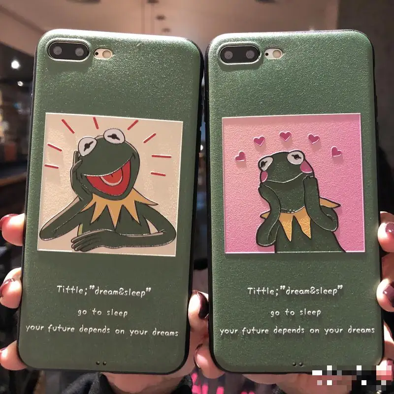 

Cute Couple Emboss Cartoon Frog Pattern Phone Cover Case For Iphone X Xs Max Xr 10 8 7 6 6s Plus Soft Silicone Coque Fundas