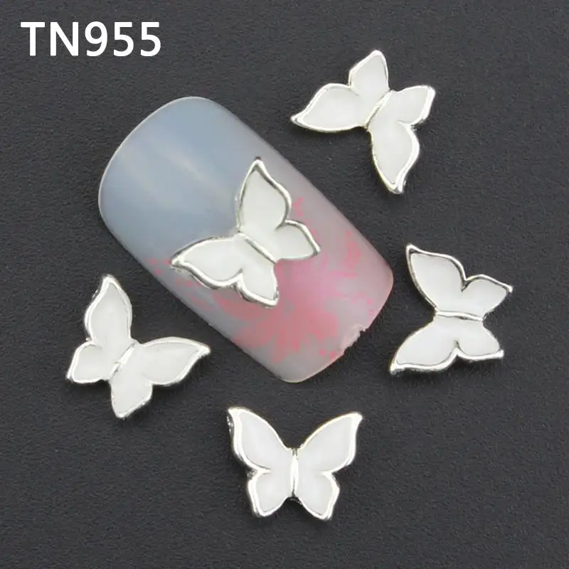 

Blueness 10Pcs White Butterfly Nail Jewelry 3D Nail Art Decorations DIY Glitter Rhinestones Alloy Nails Tools
