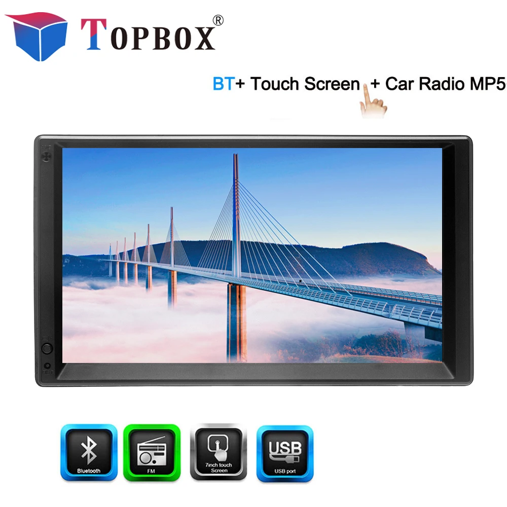 

Topbox 2 Din Car Radio Android 7" GPS Navigation Multimedia Player MP5 Touch Screen Autoradio Wifi Bluetooth USB FM 2DIN
