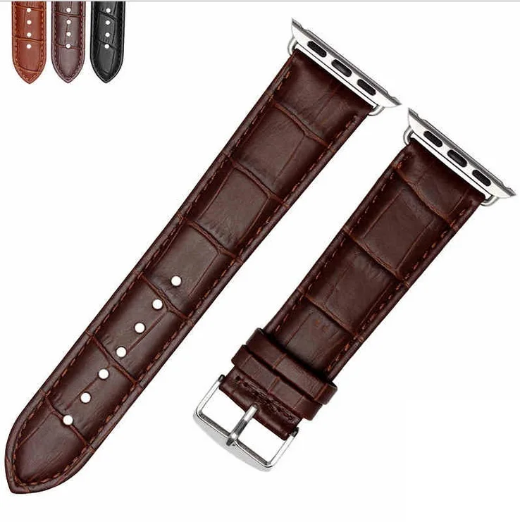 GOOSUU Genuine Leather Buckle Wrist Strap Band Belt for iWatch Apple Watch 38mm 42mm Watchband For iwatch with Connector | Наручные часы