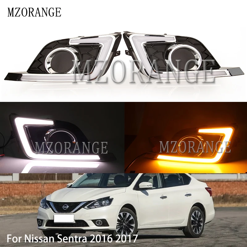 

MZORANGE Car-styling For Nissan Sentra 2016 2017 LED Driving DRL With Daytime Running Light Turn Signal Daylight Fog Head Lamp
