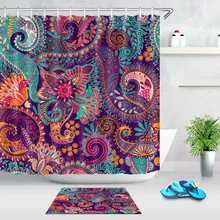 180*200 индийский цветочный узор Пейсли занавеска для душа Мандала ванная комната удлиненная водонепроницаемая ткань для художественного декора ванной комнаты