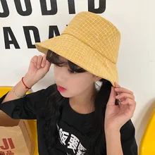 Японская большая клетчатая Рыбацкая Женская Летняя шляпка Новая Мужская и Женская Ретро-козырек Повседневная Панама шапочка для бассейна уличная шляпа от солнца шапочки